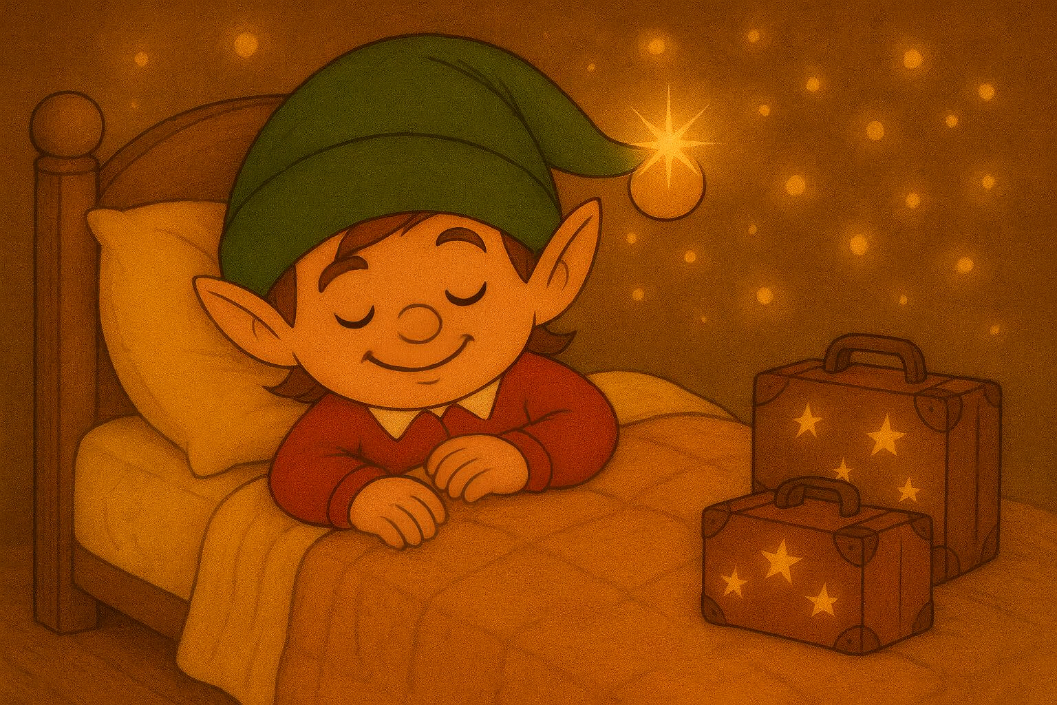 Valises posées, magie déposée : le lutin s’endort
