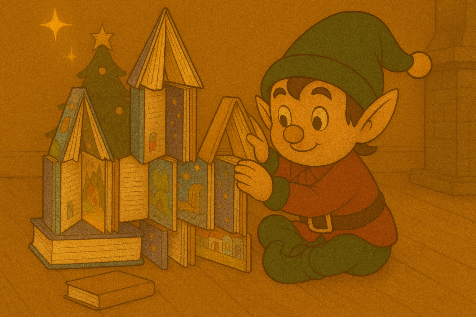 Le château de livres du lutin farceur