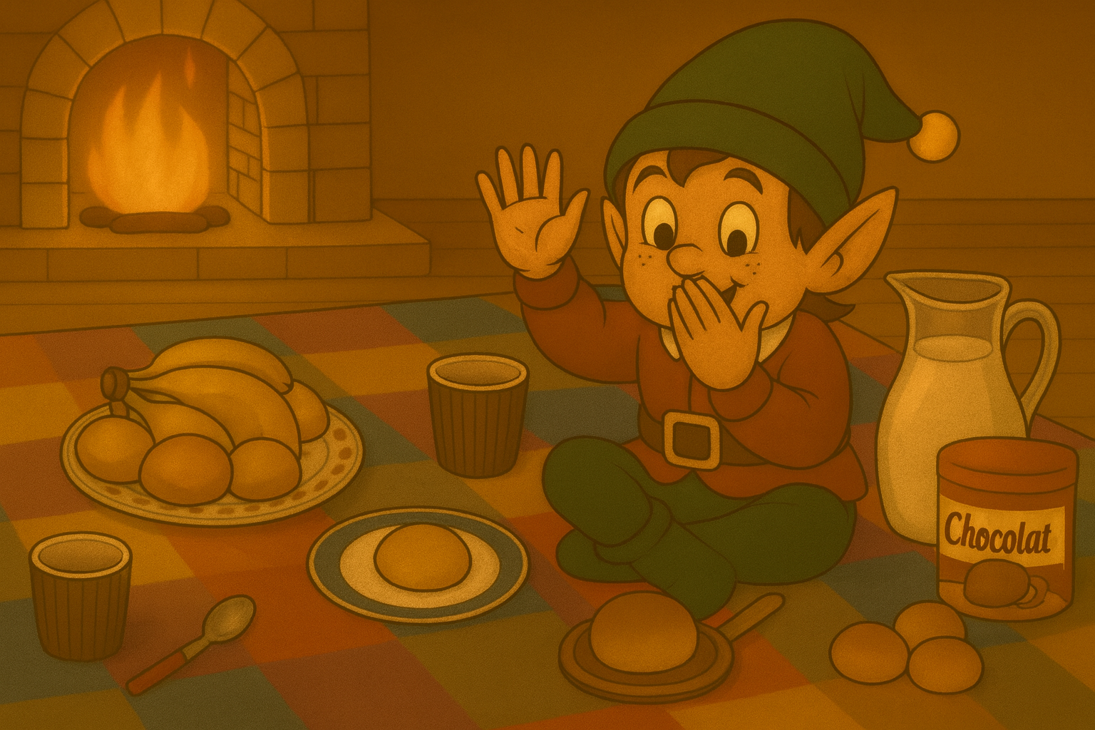 Le lutin prépare le petit déj façon pique nique